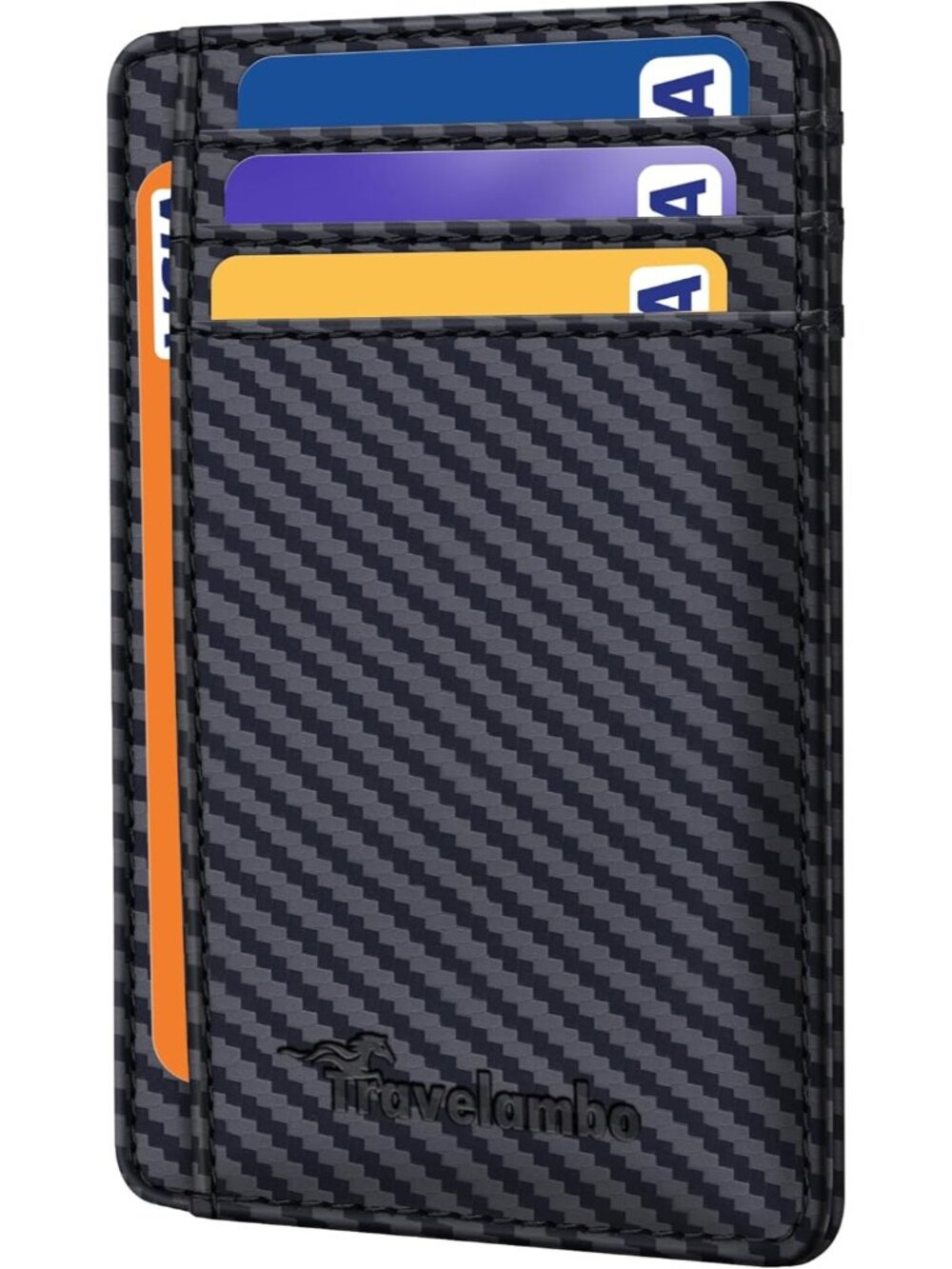 Men's Carbon Fiber Slim Wallet Front Pocket Minimalist Leather RFID Blocking